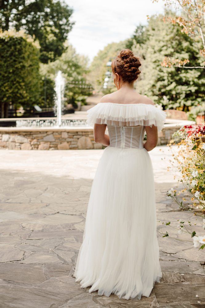 Bride in a custom-fitted dress